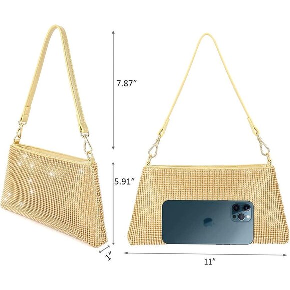 ❤️ Clutch Bag for Women Lady Girl Bride Rhinestone Purse For Prom Cocktail - Picture 3 of 7